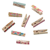 Small Wooden Craft Clips 3.5 CM (Pack Of 10 Pieces) Pegs Mixed Designs Colors [jefs-gnrlcrftsupp-00002-m1]