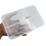 4-Partition Plastic Box (1 Piece) 18.5x11.5x3.2 CM Rectangle Compartment Size 18x5.5 CM For Multipurpose Packing & Storage Transparent Color [jefs-pack-boxnsupp-00006-m21]