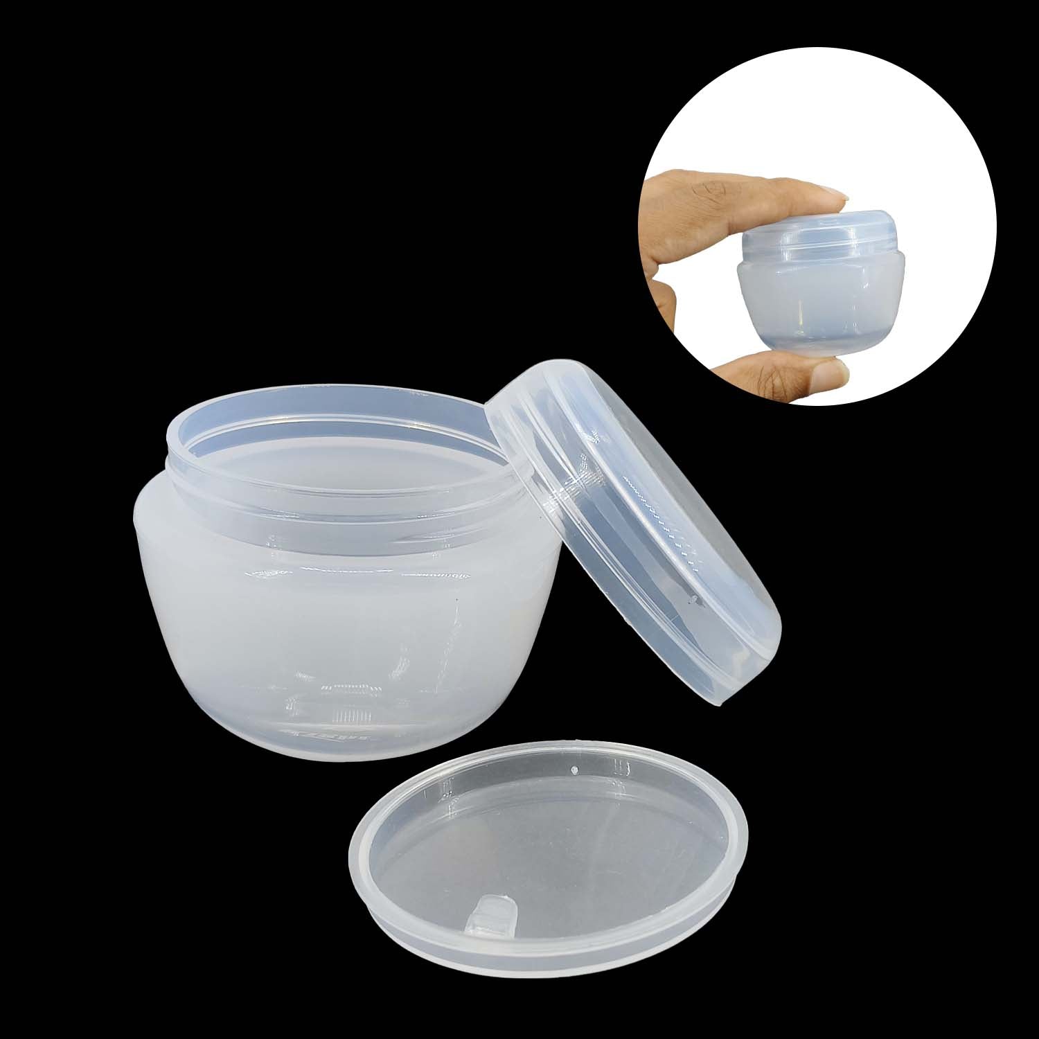 Thick Plastic Box (12 Pieces) 5.5x5x4.5 CM Capacity 50 ML Round For Packing Cream Gel Liquids Storage Transparent Color [jefs-pack-boxnsupp-00006-m28]