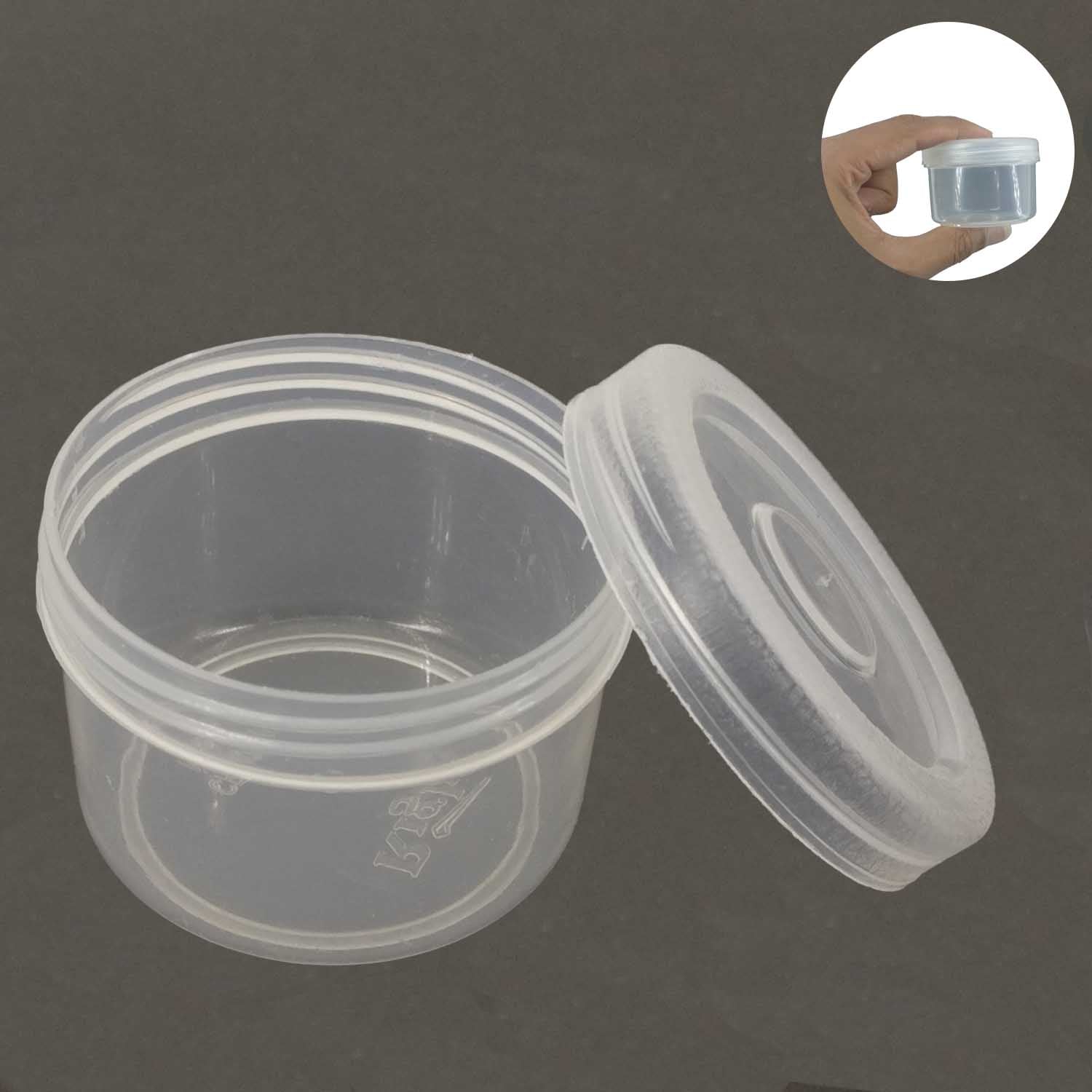 Plastic Box (12 Pieces) 5x4 CM Round For Multipurpose Packing & Storage Transparent Color [jefs-pack-boxnsupp-00006-m4]