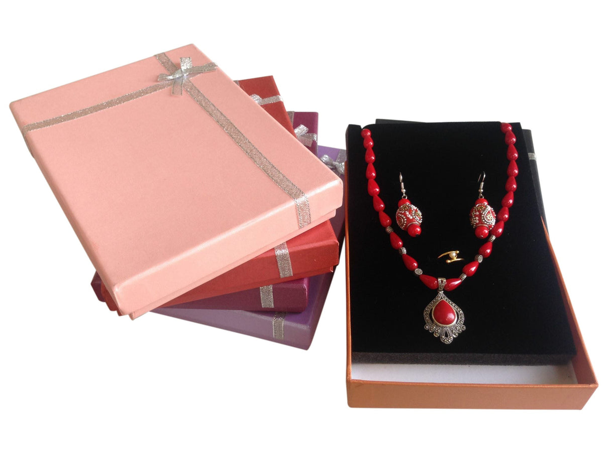 Paper Jewellery Set Box For Necklace Chain Stud Ring Gift Packing 18x13x3.2 CM Rectangle