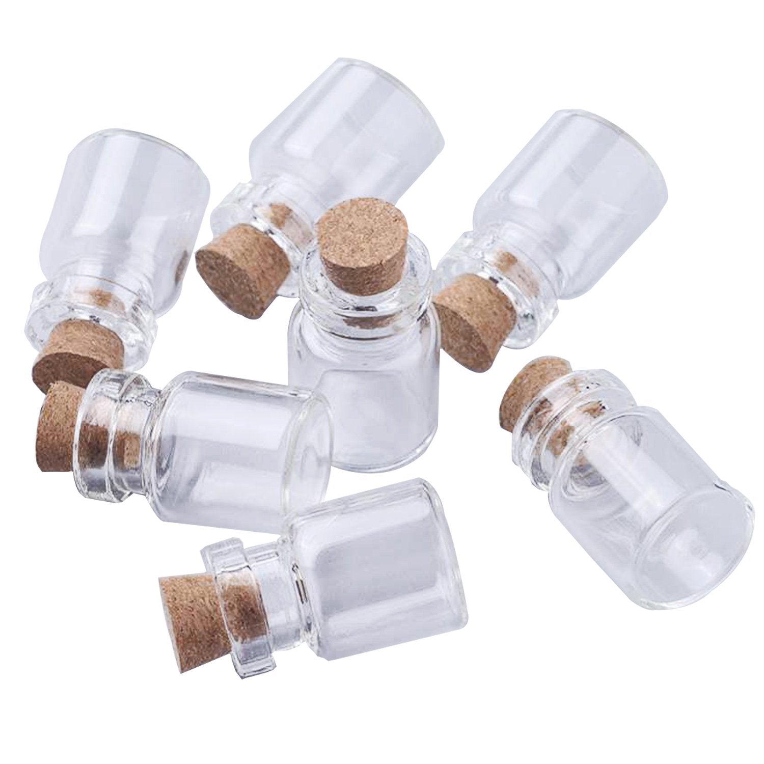 Miniature Glass Vial Bottles With Cork Stoppers For Crafts Jewellery Storage Decoration Gifts 2.2x1.5cm Capacity:Approx 5 ML Jar Transparent Color (Pack of 5 pieces) [jefs-pack-boxnsupp-00127-m1]
