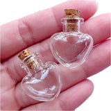 Miniature Glass Vial Bottles With Cork Stoppers Capacity Approx 4 ML 3.2x2.2x1 CM (5 Pieces) Heart For Crafts Decoration Gifts  Jar Transparent
