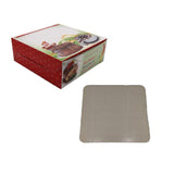 Cake Packing Paper Box For 1 KG (Pack of 5) Random Print Design 9x9x3.5 Inch (23x23x9 CM) With 8.5 Inch Fresh Cream Cardboard Square Stand Base Boards [jefs-pack-boxnsupp-00129-combo6]