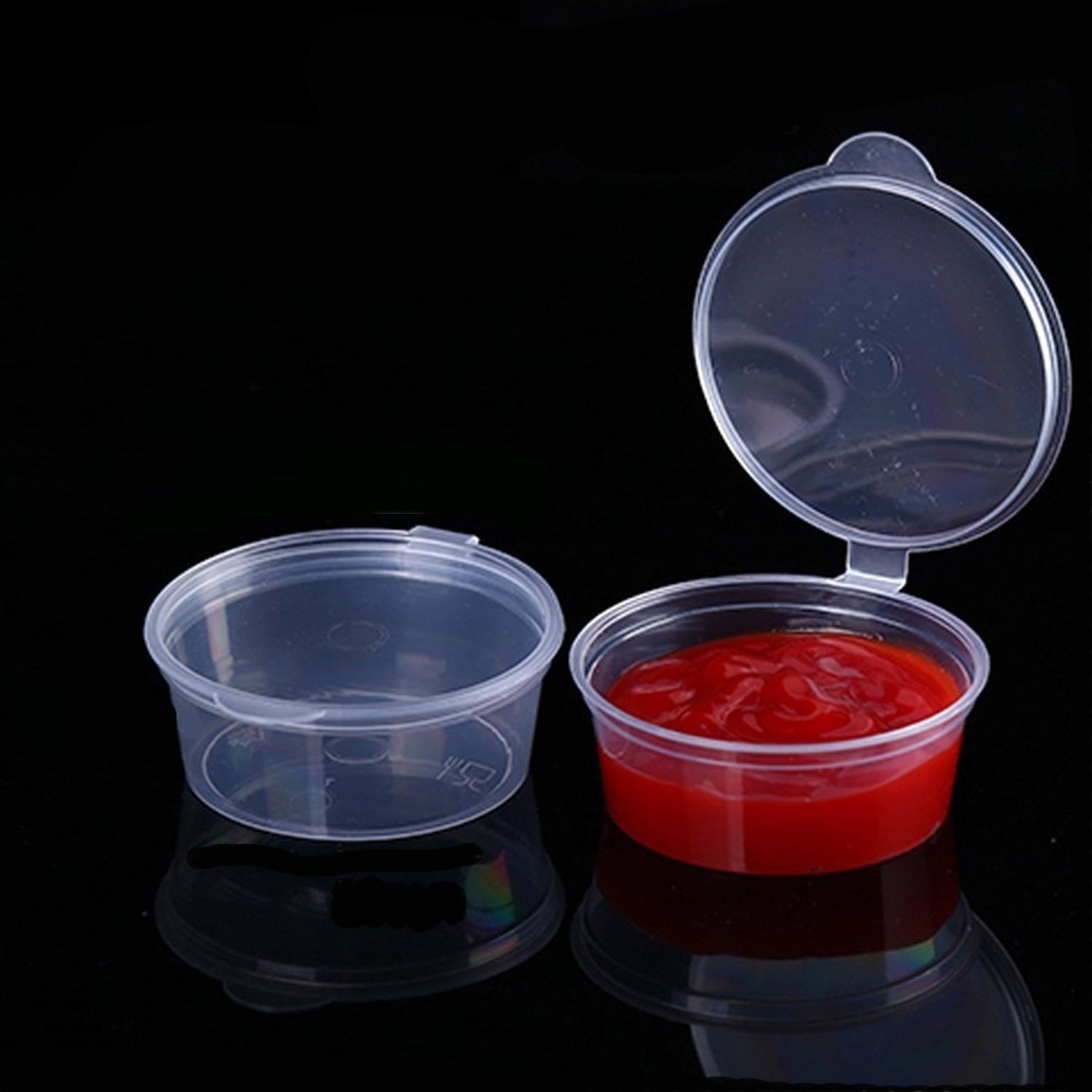 Small Polypropylene Plastic Containers (Pack of 10, Capacity 25 ML) 5x4.5x2.5 CM Leak Proof With Lid For Ketchup Sauce Jam Cream Sampling [jefs-pack-boxnsupp-00153-m3]