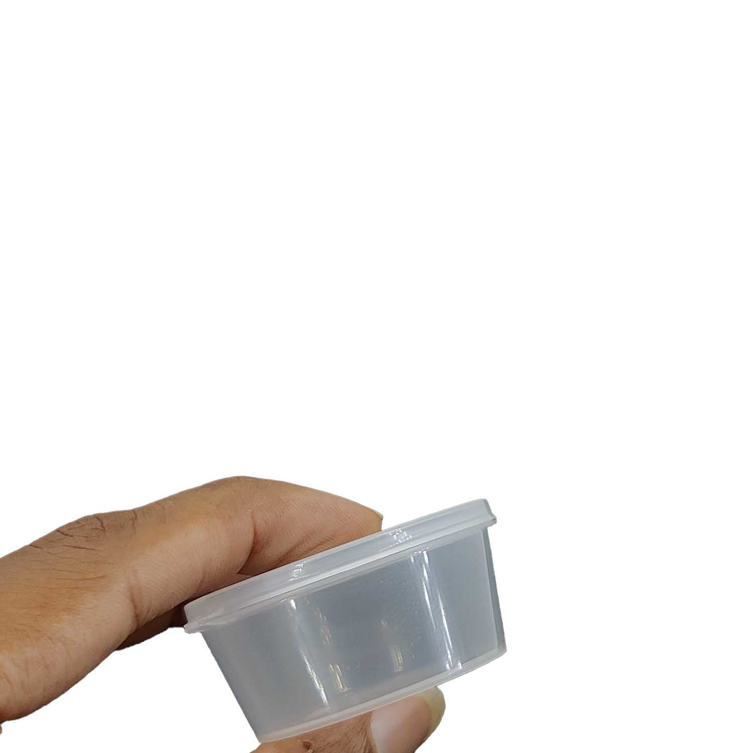 Small Polypropylene Plastic Containers (Pack of 10, Capacity 25 ML) 5x4.5x2.5 CM Leak Proof With Lid For Ketchup Sauce Jam Cream Sampling [jefs-pack-boxnsupp-00153-m3]