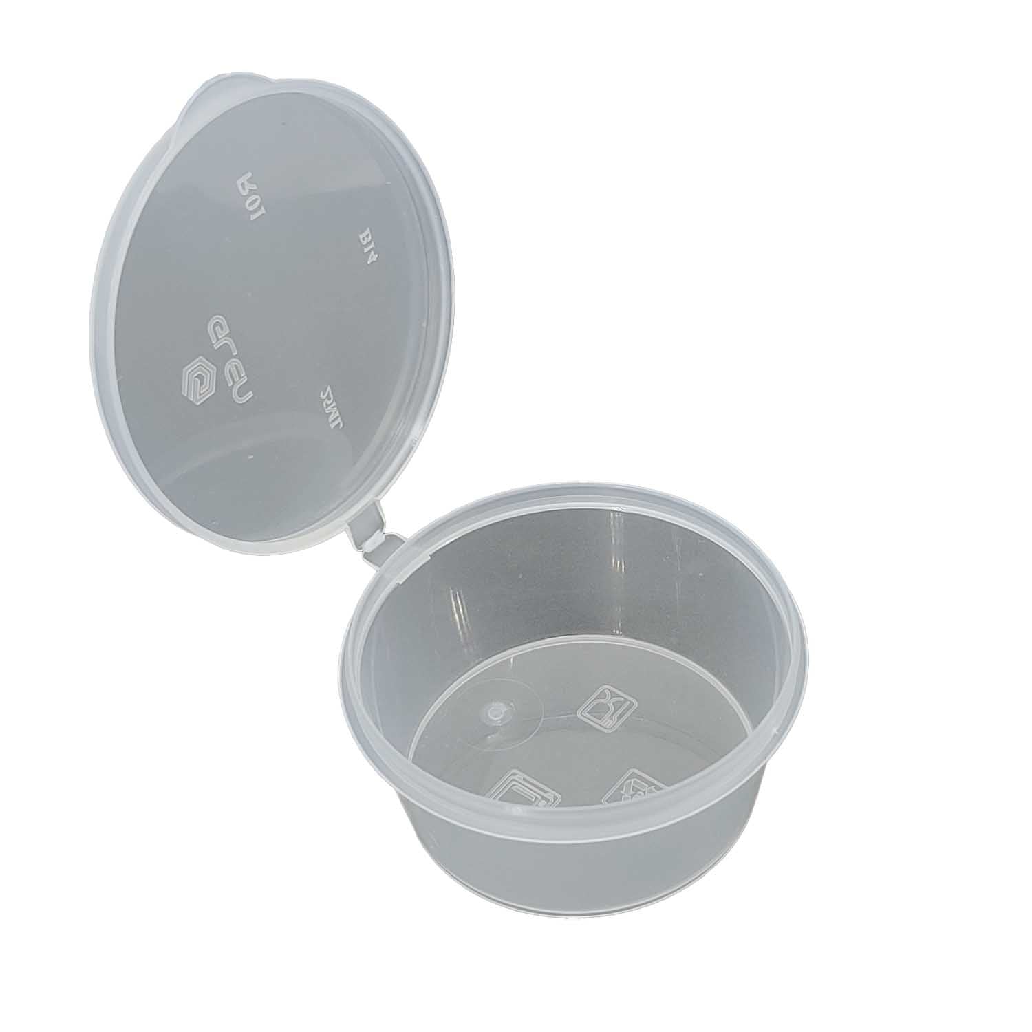 Small Polypropylene Plastic Containers (Pack of 10, Capacity 25 ML) 5x4.5x2.5 CM Leak Proof With Lid For Ketchup Sauce Jam Cream Sampling [jefs-pack-boxnsupp-00153-m3]