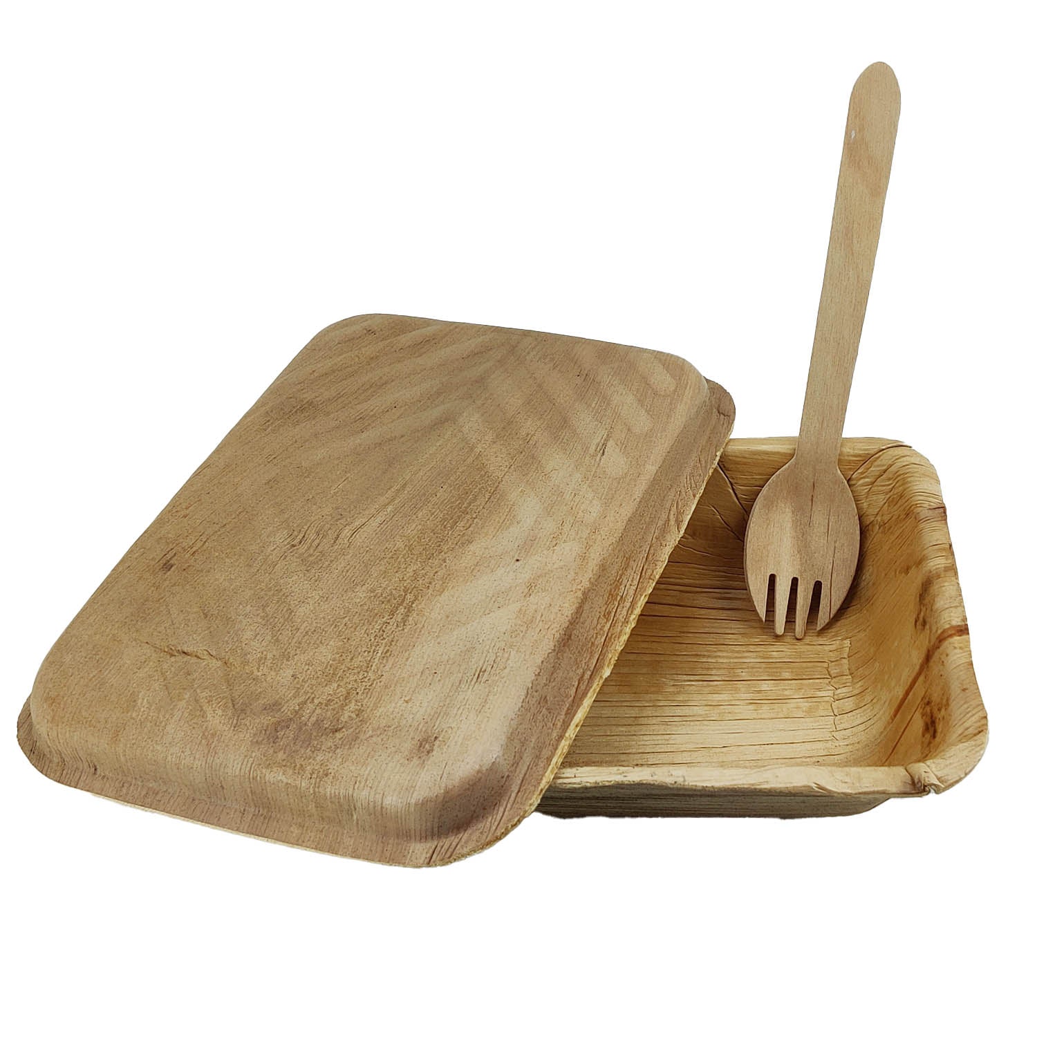 Buy Areca Leaf Boxes With Lid & Wooden Spork Disposable Eco online ...