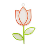 3D Printed Acrylic Pendant (2 Pieces) 45x25x3 MM Flower Orange & Green For Jewellery Making Crafts Decoration [jefs-pndt-gnrl-00001-m13]