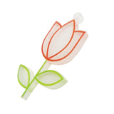 3D Printed Acrylic Pendant (2 Pieces) 45x25x3 MM Flower Orange & Green For Jewellery Making Crafts Decoration [jefs-pndt-gnrl-00001-m13]