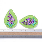 3D Printed Acrylic Pendant (2 Pieces) 43x20x2 MM Flat Drop Multicolor Green For Jewellery Making Crafts Decoration [jefs-pndt-gnrl-00001-m19]