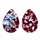 3D Printed Acrylic Pendant With Resin (2 Pieces) 53x35 MM Flat Drop Multicolor Maroon For Jewellery Making Crafts Decoration [jefs-pndt-gnrl-00001-m1]