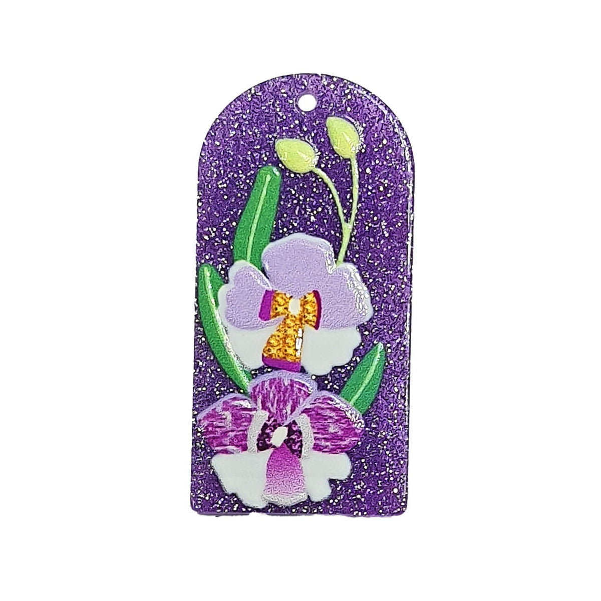 3D Printed Acrylic Pendant (2 Pieces) 40x20x2 MM Half Oval Multicolor Purple For Jewellery Making Crafts Decoration [jefs-pndt-gnrl-00001-m20]