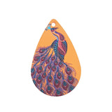 3D Printed Acrylic Pendant With Iron (2 Pieces) 28x18 MM Flat Drop With Peacock Orange & Brown For Jewellery Making Crafts [jefs-pndt-gnrl-00001-m24]