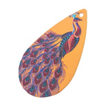 3D Printed Acrylic Pendant With Iron (2 Pieces) 28x18 MM Flat Drop With Peacock Orange & Brown For Jewellery Making Crafts [jefs-pndt-gnrl-00001-m24]