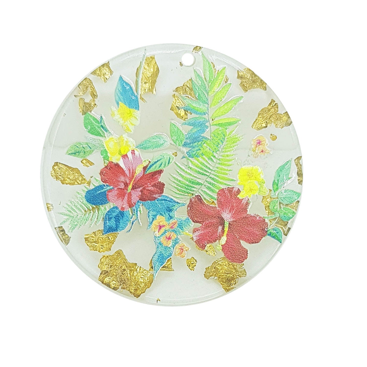 3D Printed Acrylic Pendant With Resin (2 Pieces) 40x3 MM Round Multicolor For Jewellery Making Crafts Decoration [jefs-pndt-gnrl-00001-m25]