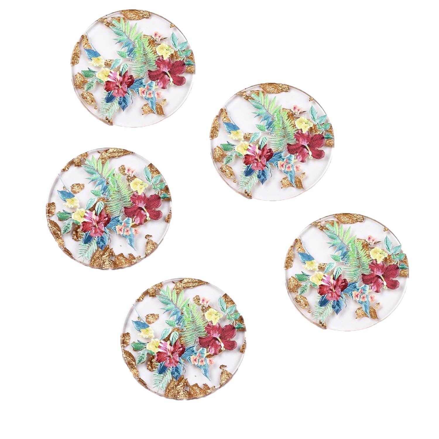 3D Printed Acrylic Pendant With Resin (2 Pieces) 40x3 MM Round Multicolor For Jewellery Making Crafts Decoration [jefs-pndt-gnrl-00001-m25]