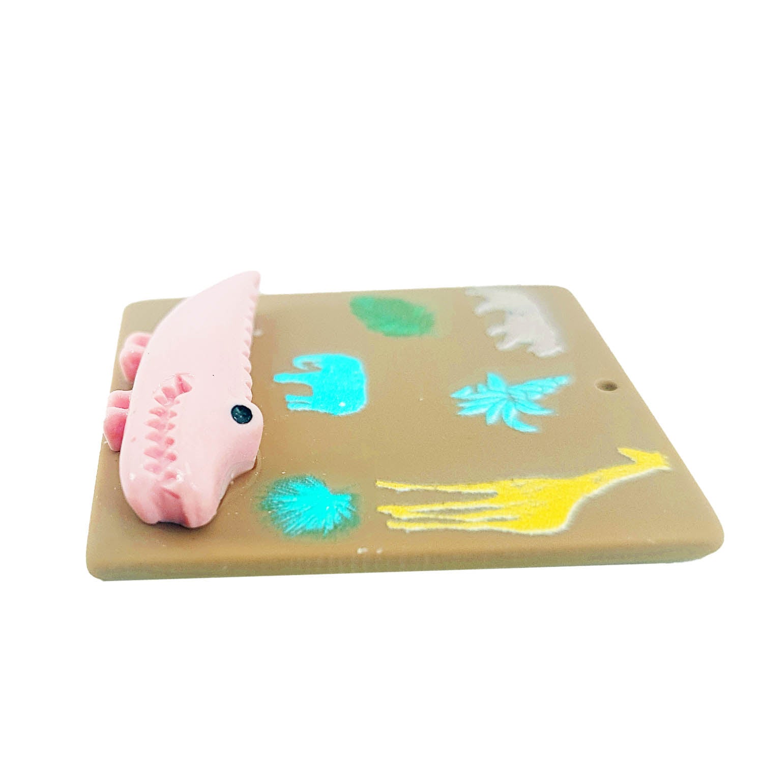 3D Printed Acrylic Pendant With Resin (2 Pieces) 40x35x6 MM Rectangle With Animals Multicolor Brown For Jewellery Making Crafts [jefs-pndt-gnrl-00001-m6]
