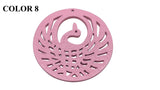 Wooden Jewellery Making Pendants 50mm Peacock [Color 8 - Light Pink] (Pack Of 4 Pieces) (#Ot116)
