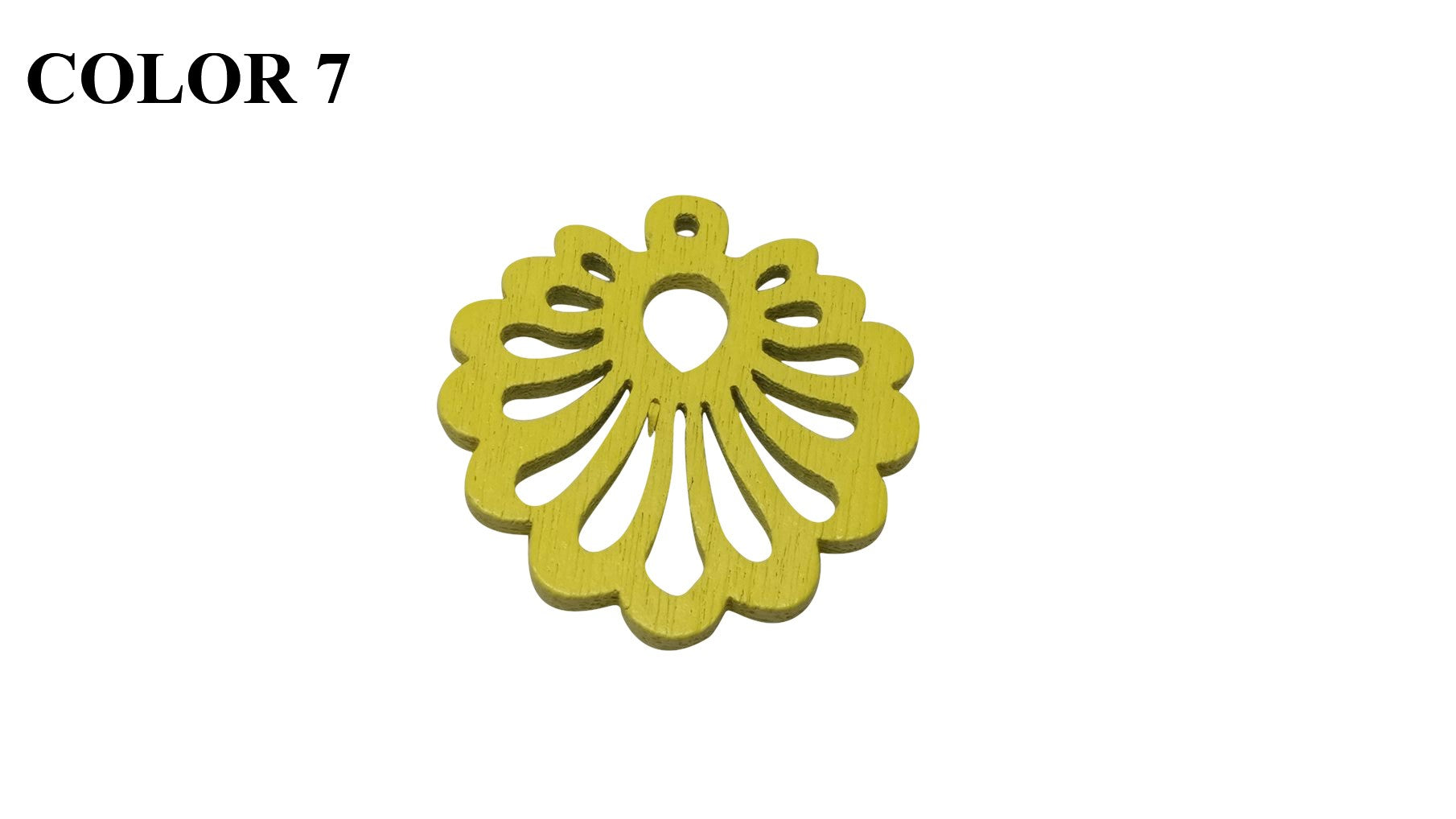 Wooden Jewellery Making Pendants 26mm Flower [Color 7 - Yellow] (Pack Of 4 Pieces) (#Ot156)