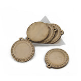 Wooden Jewellery Pendant Bases For Patches Cabochons Craft [Suitable For 25mm Round Objects] 40x37x5xmm Round Wood Color (Pack of 2 pieces) [jefs-pndt-gnrl-00124-m1]