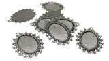 Jewelry Metal Alloy Pendant Base 40x30x2xmm (Holds 25x18mm Oval Embellishments) Oval Antique Silver Color (Pack of 2 pieces) [jefs-pndt-gnrl-00129-m10]