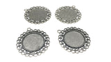 Jewelry Metal Alloy Pendant Base 40x32mm (Holds 25mm Round Embellishments) Round Antique Silver Color (Pack of 2 pieces) [jefs-pndt-gnrl-00129-m19]