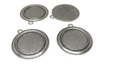 Jewelry Metal Alloy Pendant Base 40mm (Holds 25mm Round Embellishments) Round Antique Silver Color (Pack of 2 pieces) [jefs-pndt-gnrl-00129-m20]