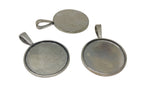 Jewelry Metal Alloy Pendant Base 27mm (Holds 25mm Round Embellishments) Round Antique Silver Color (Pack of 2 pieces) [jefs-pndt-gnrl-00129-m21]