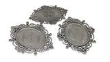 Jewelry Metal Alloy Pendant Base 60x50mm (Holds 40x30mm Oval Embellishments) Oval Antique Silver Color (Pack of 2 pieces) [jefs-pndt-gnrl-00129-m27]