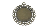 Jewellery Metal Alloy Pendant Base 43x38x2xmm (Holds 25mm Round Embellishments) Round Antique Bronze Color (Pack of 2 pieces) [jefs-pndt-gnrl-00129-m43]
