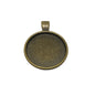 Jewellery Metal Alloy Pendant Base 32x23x2xmm (Holds 20mm Round Embellishments) Round Antique Bronze Color (Pack of 2 pieces) [jefs-pndt-gnrl-00129-m47]