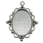 Metal Alloy Pendant Cabochon Bases [Holds Oval 40x30 MM Embellishments] (2 Pieces) Antique Silver Color 62x48 MM For Jewellery Making [jefs-pndt-gnrl-00129-m56]
