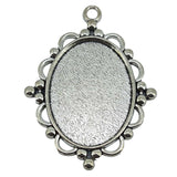 Metal Alloy Pendant Cabochon Bases [Holds Oval 40x30 MM Embellishments] (2 Pieces) Antique Silver Color 62x48 MM For Jewellery Making [jefs-pndt-gnrl-00129-m56]