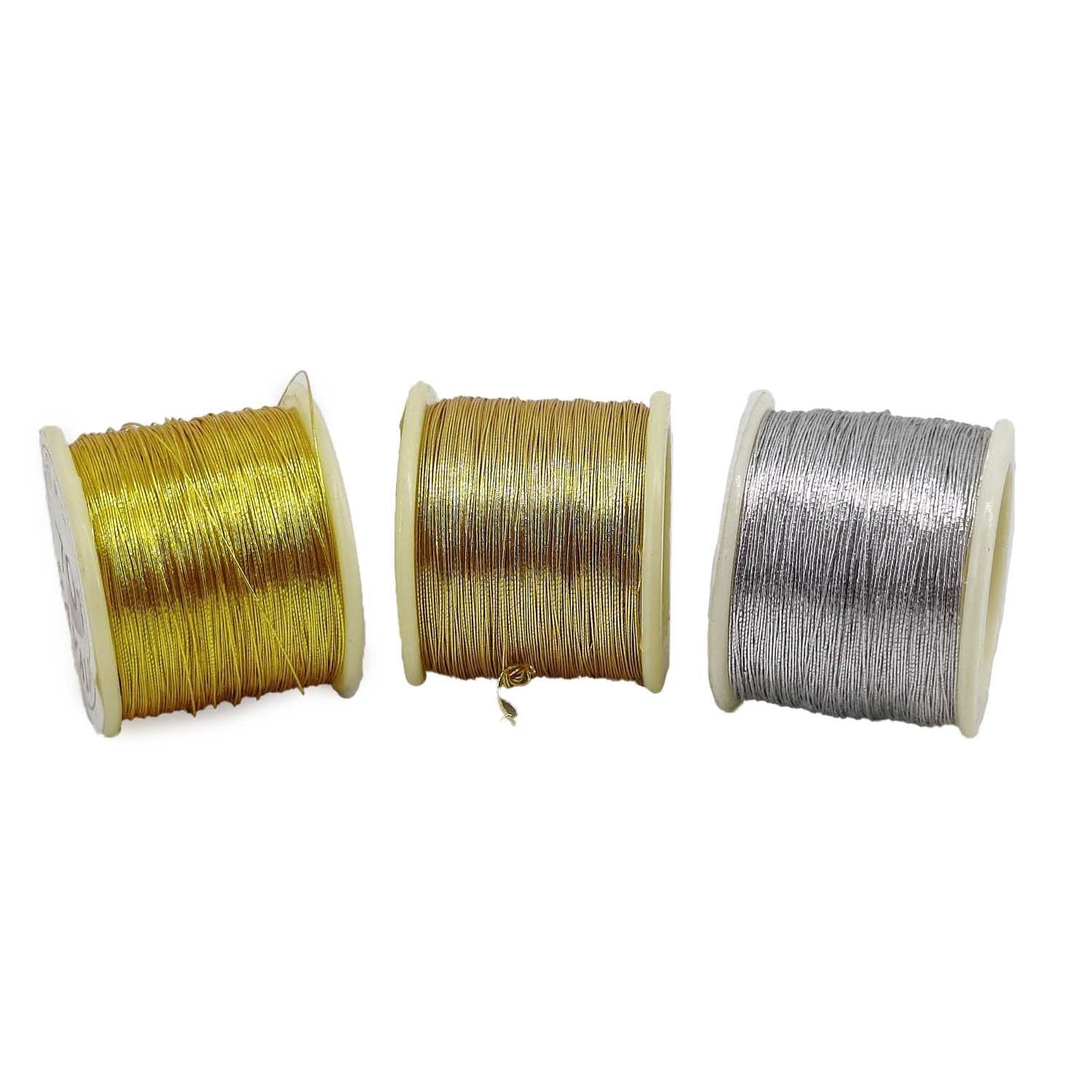 Zari Metallic Threads 0.1 MM For Aari Work Embroidery Sewing Garment Needlework Crafts [jefs-stringlace-00301]