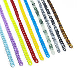 Acrylic Plastic Curb Chains (Mixed Colors, Total 10 Meters) 13x10x2.5 MM For Bag Strap Mask Holder Lanyard  [jefs-stringlace-00305-combo1]