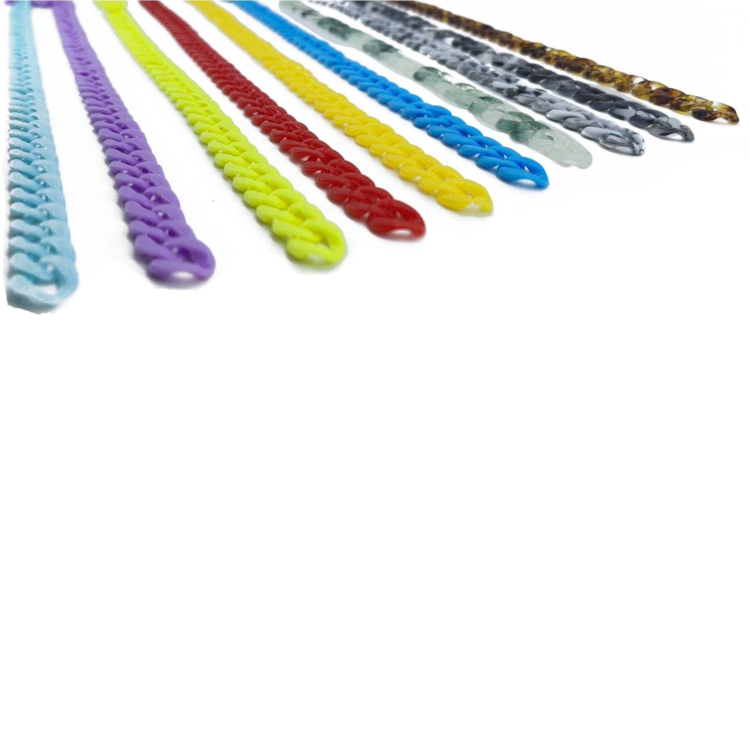 Acrylic Plastic Curb Chains (Mixed Colors, Total 10 Meters) 13x10x2.5 MM For Bag Strap Mask Holder Lanyard  [jefs-stringlace-00305-combo1]
