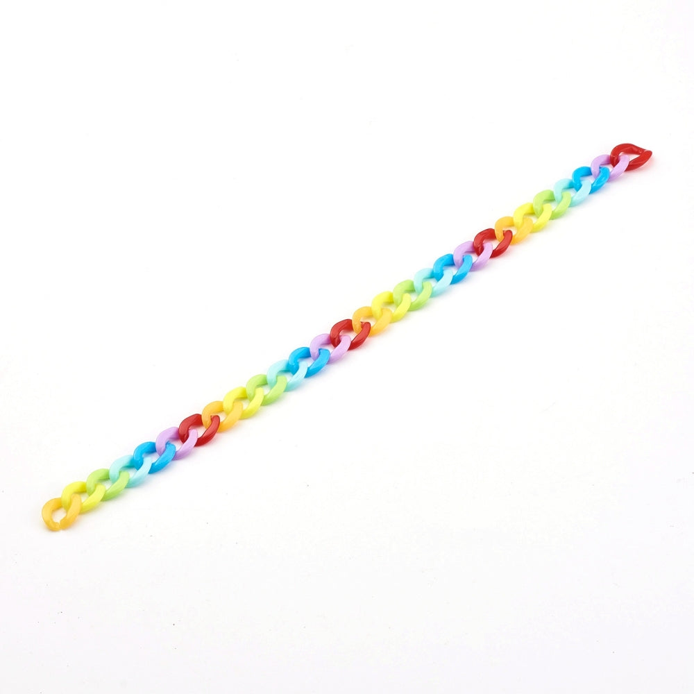 Acrylic Plastic Curb Chains (1 Meter) 13x10x2.5 MM Multicolor For Bag Strap Mask Holder Lanyard  [jefs-stringlace-00305-m1]