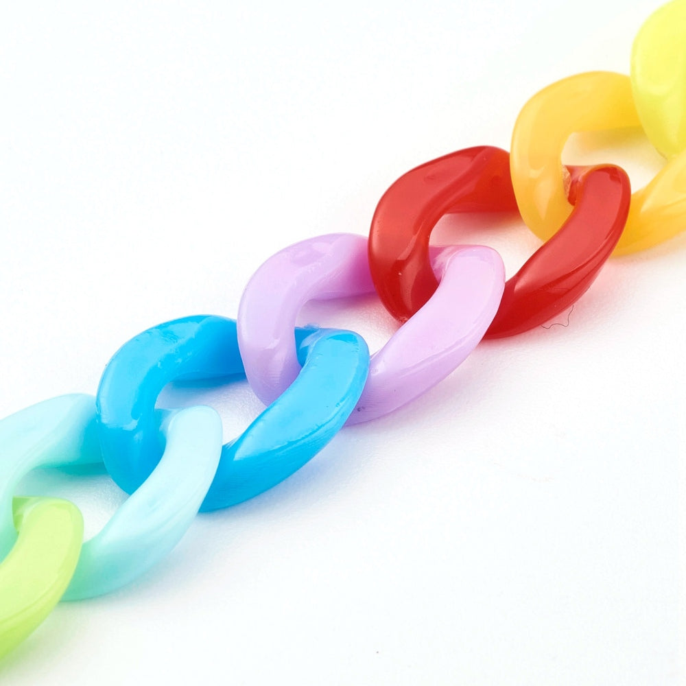 Acrylic Plastic Curb Chains (1 Meter) 13x10x2.5 MM Multicolor For Bag Strap Mask Holder Lanyard  [jefs-stringlace-00305-m1]