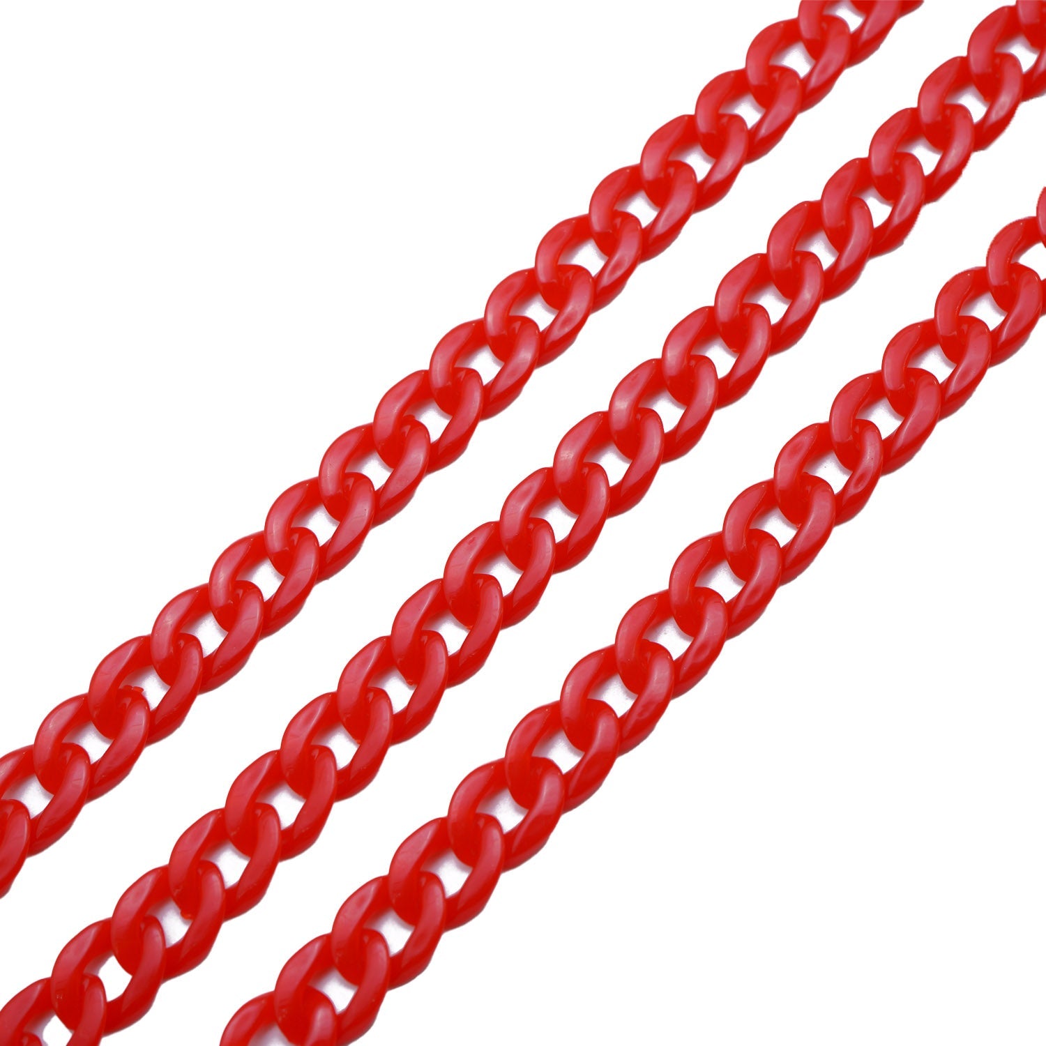 Acrylic Plastic Curb Chains (Mixed Colors, Total 10 Meters) 13x10x2.5 MM For Bag Strap Mask Holder Lanyard  [jefs-stringlace-00305-combo1]