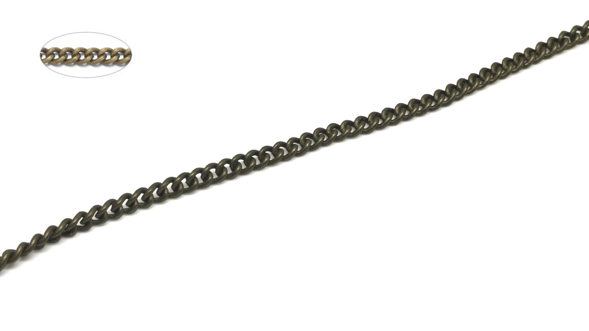 Jewellery Making Necklace Brass Chains 3.5x2.5x0.75xmm Twist Cross-Over Antique Bronze Color (Sold as 1 metre) [jefs-stringlace-00307-m8]