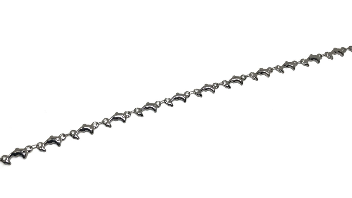 Jewellery Making Necklace Chains Tarnish Resistant Stainless Steel 11x6x2xmm Dolphin Silver Color (Sold as 1 metre) [jefs-stringlace-00395-m2]