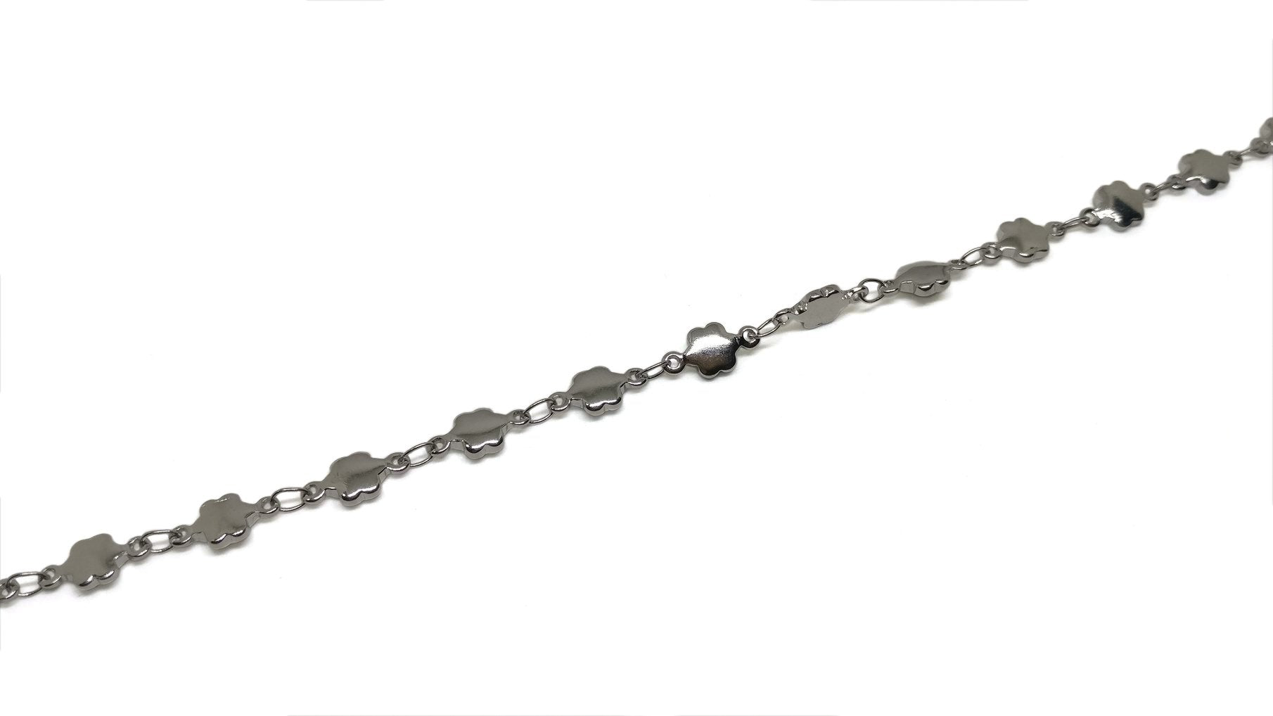 Jewellery Making Necklace Chains Tarnish Resistant Stainless Steel 5mm Flower Silver Color (Sold as 1 metre) [jefs-stringlace-00395-m4]