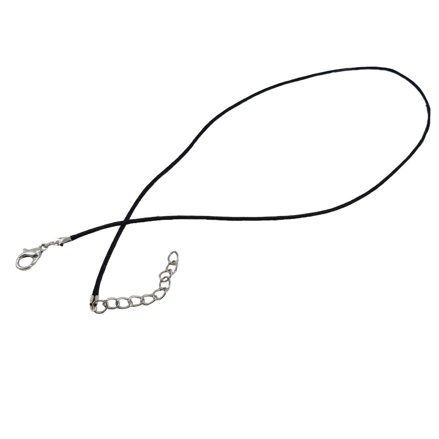 Mild Waxed Cotton Jewellery Making Cords 1.5 MM 17 To 18 Inch With Alloy Silver Color Clasp
