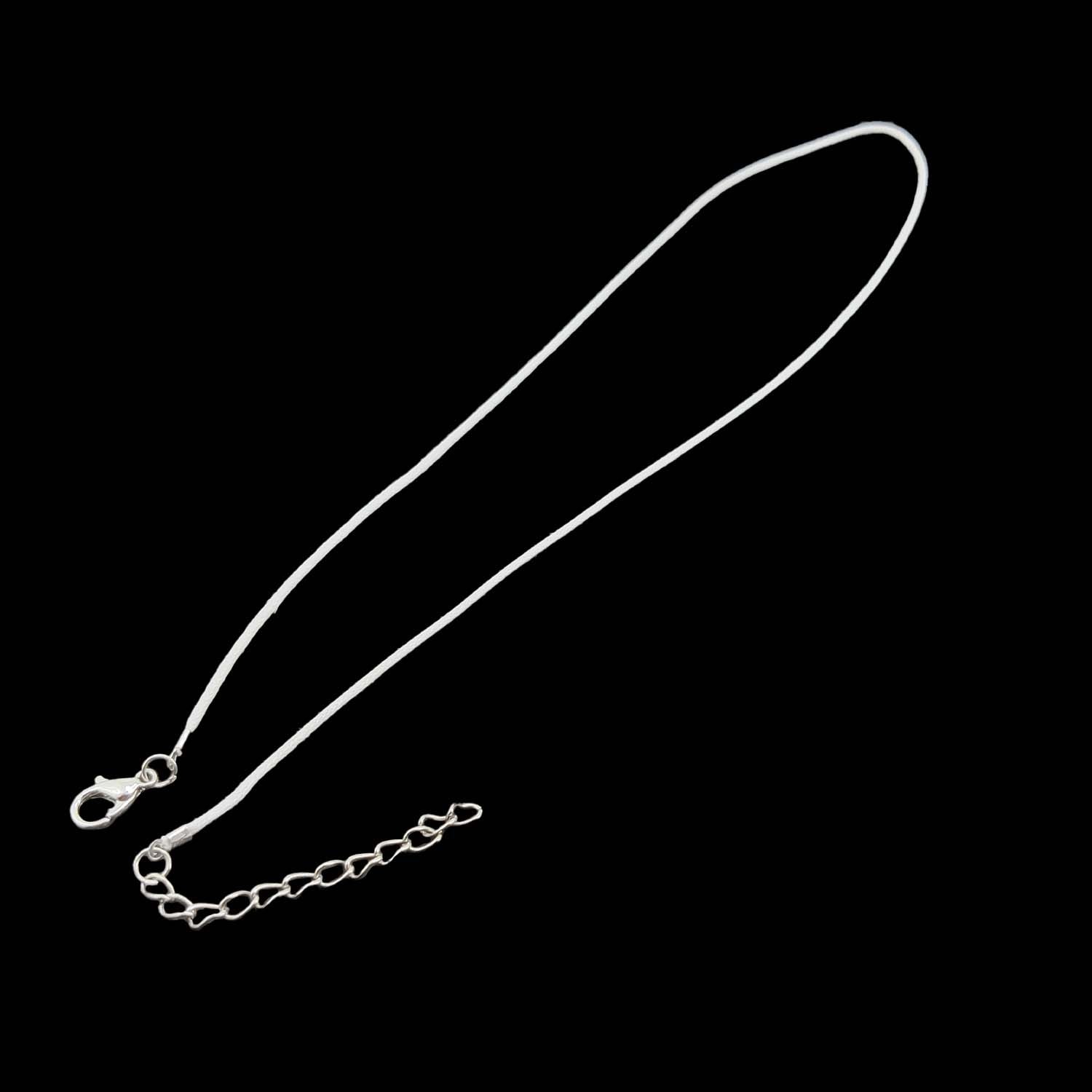 Mild Waxed Cotton Jewellery Making Cords 1.5 MM 17 To 18 Inch With Alloy Silver Color Clasp