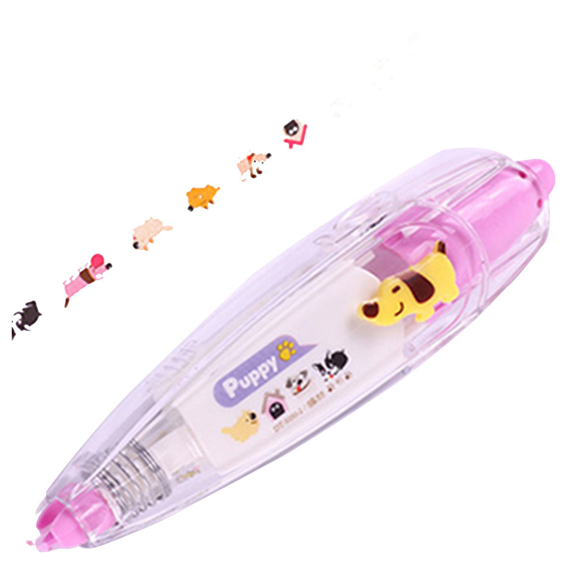 Plastic Sticker Correction Adhesive Tape Dispenser Pen For Scrapbooking Gifting Decoration Multi-Color (Sold as 1 piece) [Type 5 -> Dog Puppy Printing] [jefs-tapedecrtve-00006-model5]