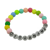 Glow In The Dark Elastic Name Customized Bracelets Personlized For Kids Girls Women With Plastic Beads Multicolor [jxq-brcltbngl-00017-m2]