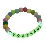 Glow In The Dark Elastic Name Customized Bracelets Personlized For Kids Girls Women With Plastic Beads Multicolor [jxq-brcltbngl-00017-m2]