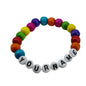Elastic Name Customized Bracelets Personlized For Kids Girls Women With Wooden Beads Multicolor [jxq-brcltbngl-00017-m4]