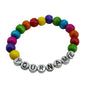 Elastic Name Customized Bracelets Personlized For Kids Girls Women With Wooden Beads Multicolor [jxq-brcltbngl-00017-m6]